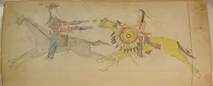 Ledger Prints: Maffet Ledger: Drawing ca. 1874-81 Southern and Northern Cheyenne