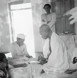 Global Prints: Mahatma Gandhi just after breaking his fast at Rashtriyashala Ashram