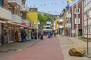 Visitor Prints: Main street with tourists and souvenir shops