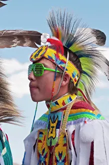 Feather Prints: Male dancer in traditional regalia at Siksika Nation powwow