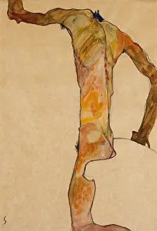 Gouache Prints: Male Nude; Mannlicher Akt. Egon Schiele (1890-1918)
