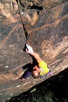 Tenacity Prints: Male rock climber at the New River Gorge, West Virginia