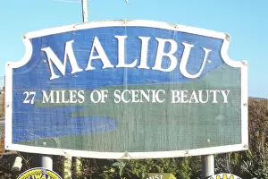 Main Road Prints: Malibu 27 Miles Of Scenic Beauty sign, Malibu, California
