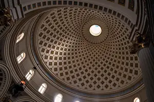 Southern Prints: Malta, Marsaxlokk, Mosta Dome Cathedral. Interior View Of The Dome Spiral Roof