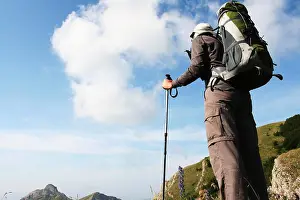 Hike Prints: Man on the cliff Male stand on the rock