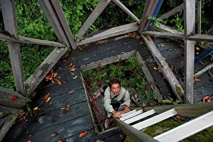 Recreation Prints: A man climbs up a viewing tower