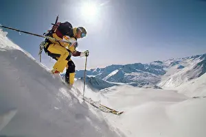 Thrill Prints: Man Downhill Skiing Chugach Mtns Southcentral Valdez AK Extreme Winter