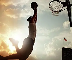 Effort Prints: Man dunking basketball on court, New York