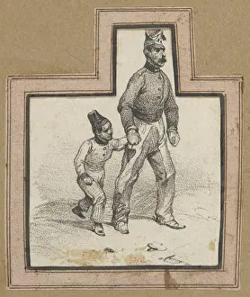 Adam Prints: Man holding hands with a boy mid-19th century Victor Adam French