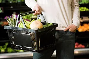 Produce Prints: man holding a shopping basket