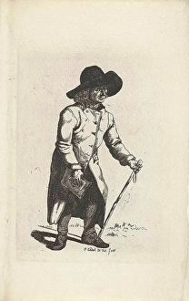 Newspaper Prints: Man met een krant; Klaas Langenakker courant-ombrengen