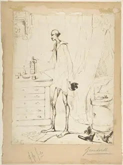 Bottle Prints: Man in a Nightshirt Reaching for a Bottle Labeled 'Fountain of Youth' 1803-47 J
