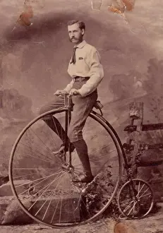 Cycling Prints: Man on penny farthing bicycle