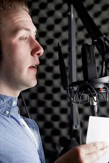 Singing Prints: Man In Recording Studio Talking Into Microphone