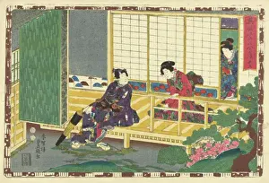 Doors Prints: Man sitting on porch, pulling up his shoes