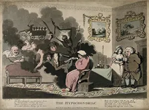 Depressed Prints: A man suffering from depressed spirits ('hypochondria') being tormented by doleful spectres