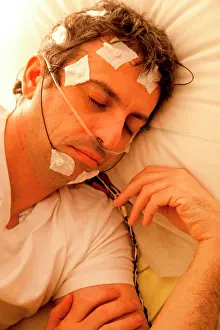 Bedroom Prints: Man undergoing a polysomnographic examination
