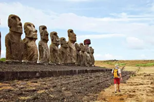 Chile Prints: A man walks in front of the famous relics of a historic culture