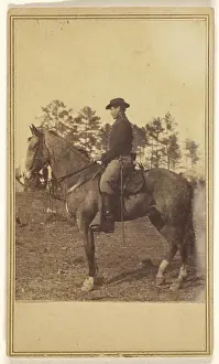 Horseback Prints: Man wearing a hat, in profile, on horseback; Alexander Gardner (American)