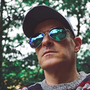 Baseball Cap Prints: man whit a cap and sunglasses portrait