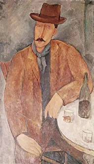 Mustache Prints: Man With A Wine Glass Amedeo Modigliani (1884-1920 Italian)