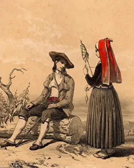 Textile Prints: Man and woman from the Vallee d'Ossau