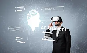 Cyberspace Prints: Manager using VR glass writing and programing engineering prompt. Deviation