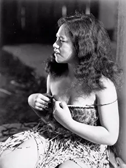 Costume Prints: Maori woman in traditional costume, New Zealand circa 1950