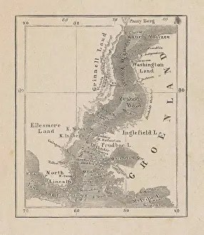 Voorkeursbeeld Prints: Map of the bay between Ellesmere island in Canada and Greenland