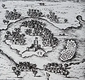 17th Prints: Map of Cefala, a Roman-Berber town in the province of Africa Proconsolare
