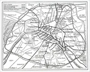 Metro Prints: Map depicting the current and proposed lines of the Paris Metro. Dated 19th century