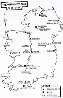 Prince Prints: Map depicting the Williamite War in Ireland (1688ñ1691)