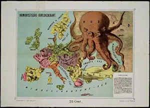 1870 Prints: Map of Europe by Fred W. Rose, Colour lithograph