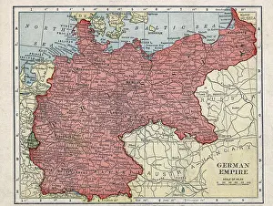 Imperial Prints: Map of Imperial Germany, including Northern Poland (Danzig). 1912