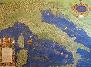 Maps Prints: Map of Italy, by Ignazio Danti, Gallery of Maps, Vatican Museums, Rome, Italy