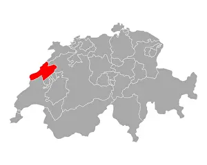 2020 Prints: Map of Neuchâtel in Switzerland - Map of Neuchatel in Switzerland Map of Neuchâtel in Switzerland - Map of Neuchatel