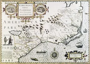 Guidance Prints: Map of Virginia and Florida, print, 1606