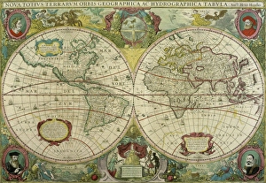 Illustration Prints: Map Of The World 1641 Hendrik Hondius (Dutch) Newberry Library, Chicago