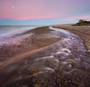 Morning Mood Prints: Maraetotara River mouth in the south Pacific