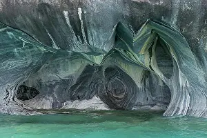Chile Prints: Marble Cathedral in turquoise water