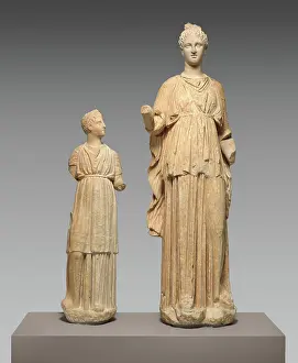 Knife Prints: Marble funerary statues of a maiden and a little girl ca