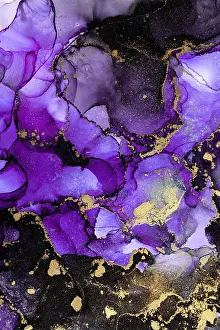 Violet Prints: Marble ink abstract art from exquisite original painting for abstract background