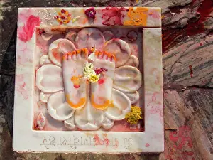 Lord Prints: Marble sculpture of the Feet of Lord Vishnu, Jagdish Temple, Udaipur, Rajastan, India