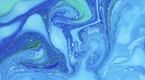 Curve Prints: Marble texture. Abstract blue color background. Acrylic colors
