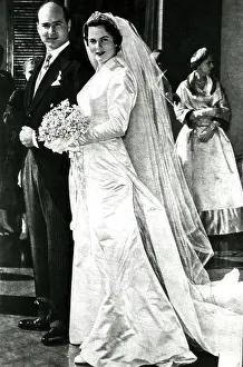 Historical Archive Prints: Maria pia of savoy and alessandro of Yugoslavia, wedding, cascais, 1955