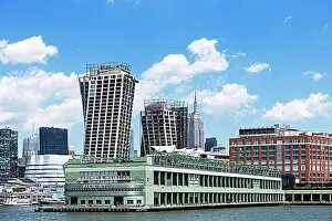 Walkway Prints: Marine Pier 57, Empire State Building in the background
