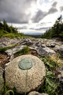 Marker Prints: Marker indicating USA Canada border between Maine and Quebec