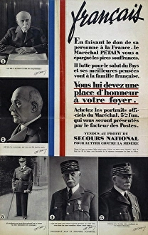 Issued Prints: Marshall Philippe Petain appeals to the people of France on a Vichy French propaganda poster issued during World War