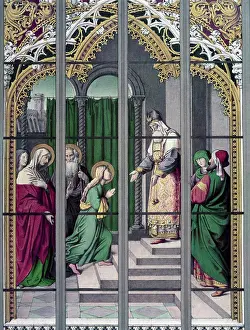 Moving Up Prints: Mary Entering The Temple 19th Century, 19th Century, Stained Glass, Stained Glass