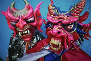 Masks of Diablo Cojuelo, Carnival of Concepcion de La Vega, Dominican Republic